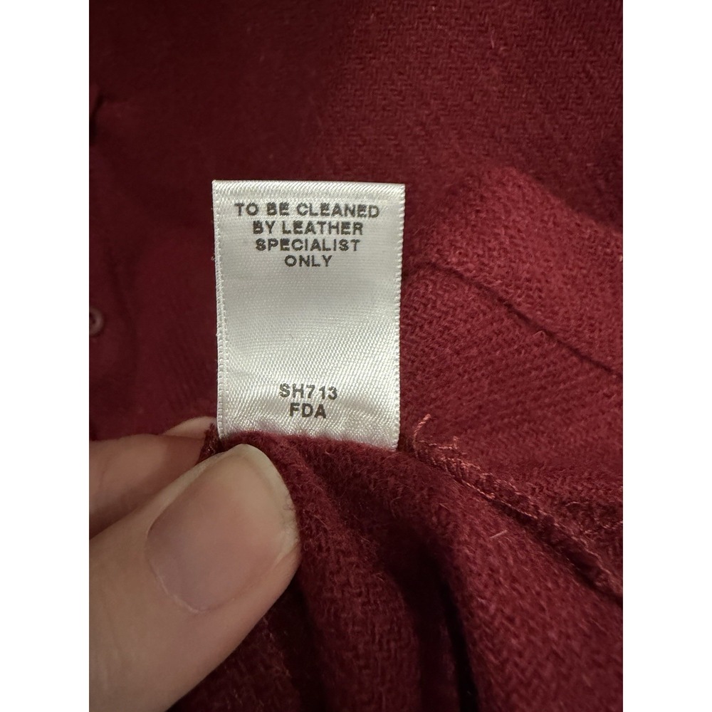 NWT VTG 90s Cabelas Mens XL‎ Leather Collar Wool Button Shirt Jacket Shacket Red - Picture 7 of 8